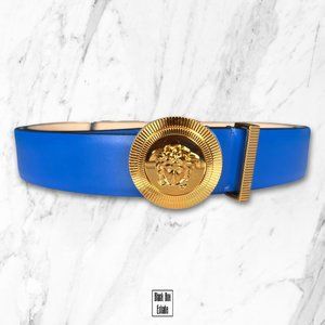 *NEW* Versace Blue Medusa Belt NEW SEASON BIGGIE LEATHER